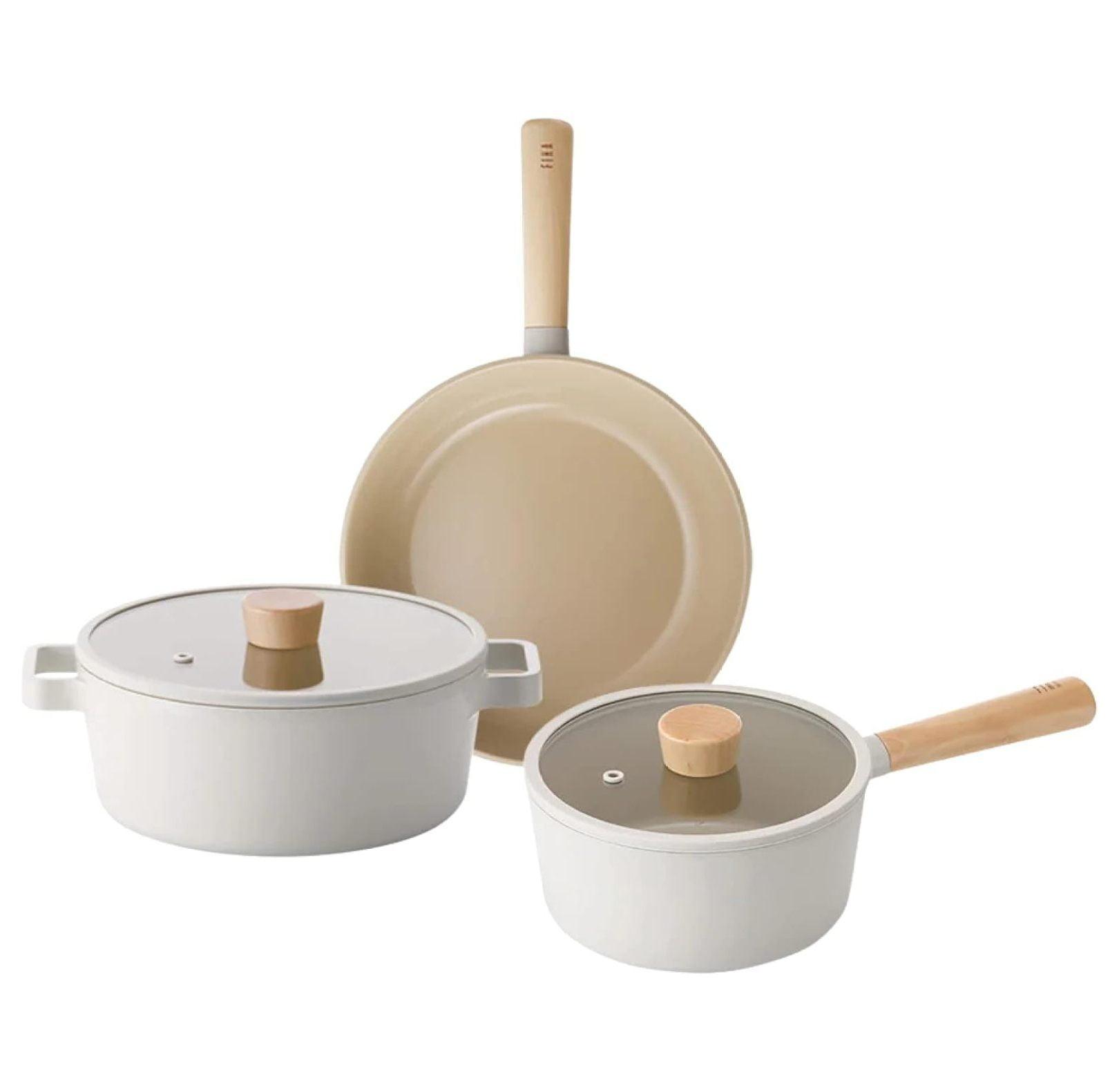 NEOFLAM FIKA Cookware Set | 18cm Sauce Pan, 24cm Pan, 24cm Stockpot | Made in Korea