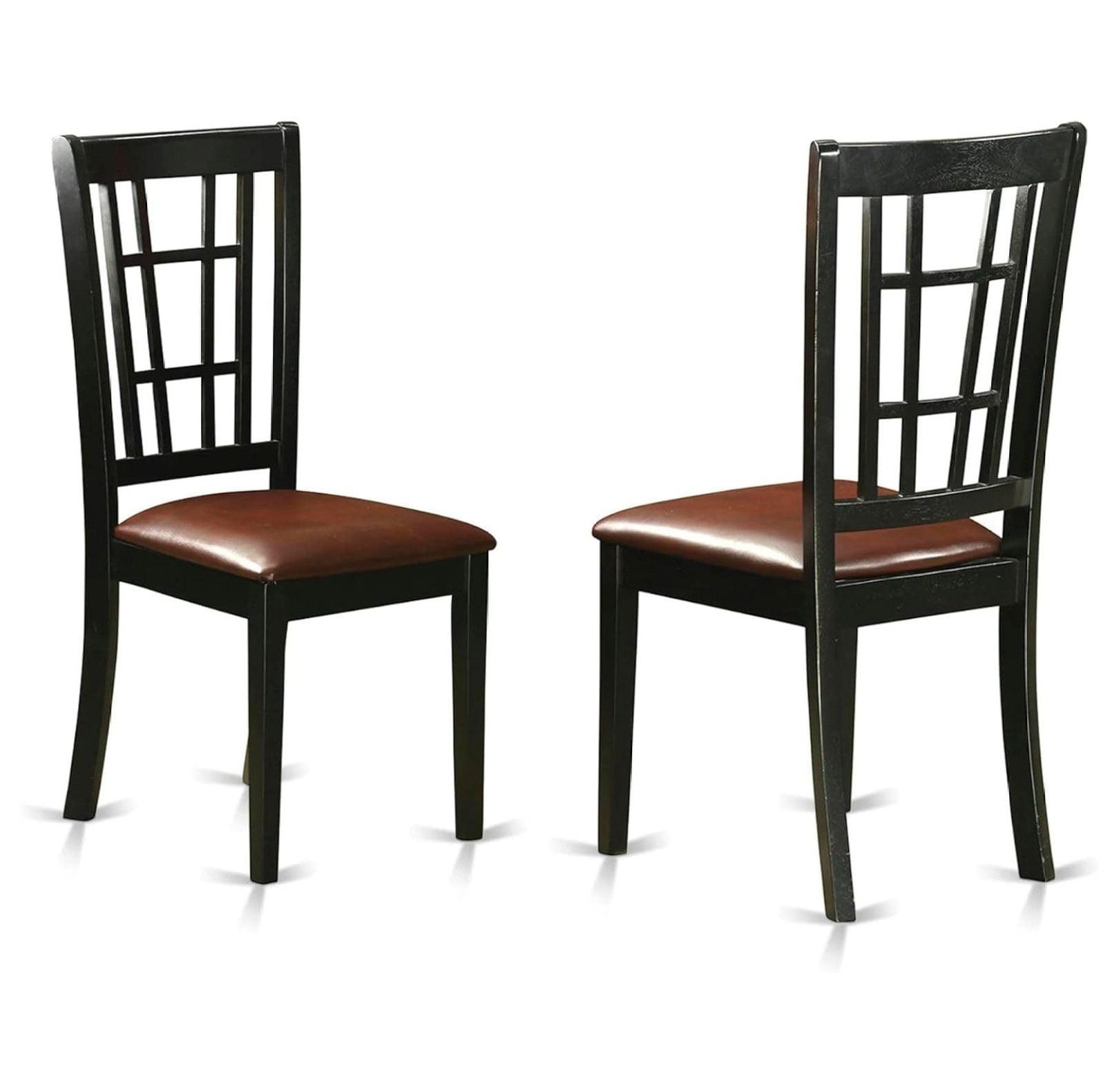 Nicoli Black Faux Leather Wood Dining Side Chairs, Set of 2