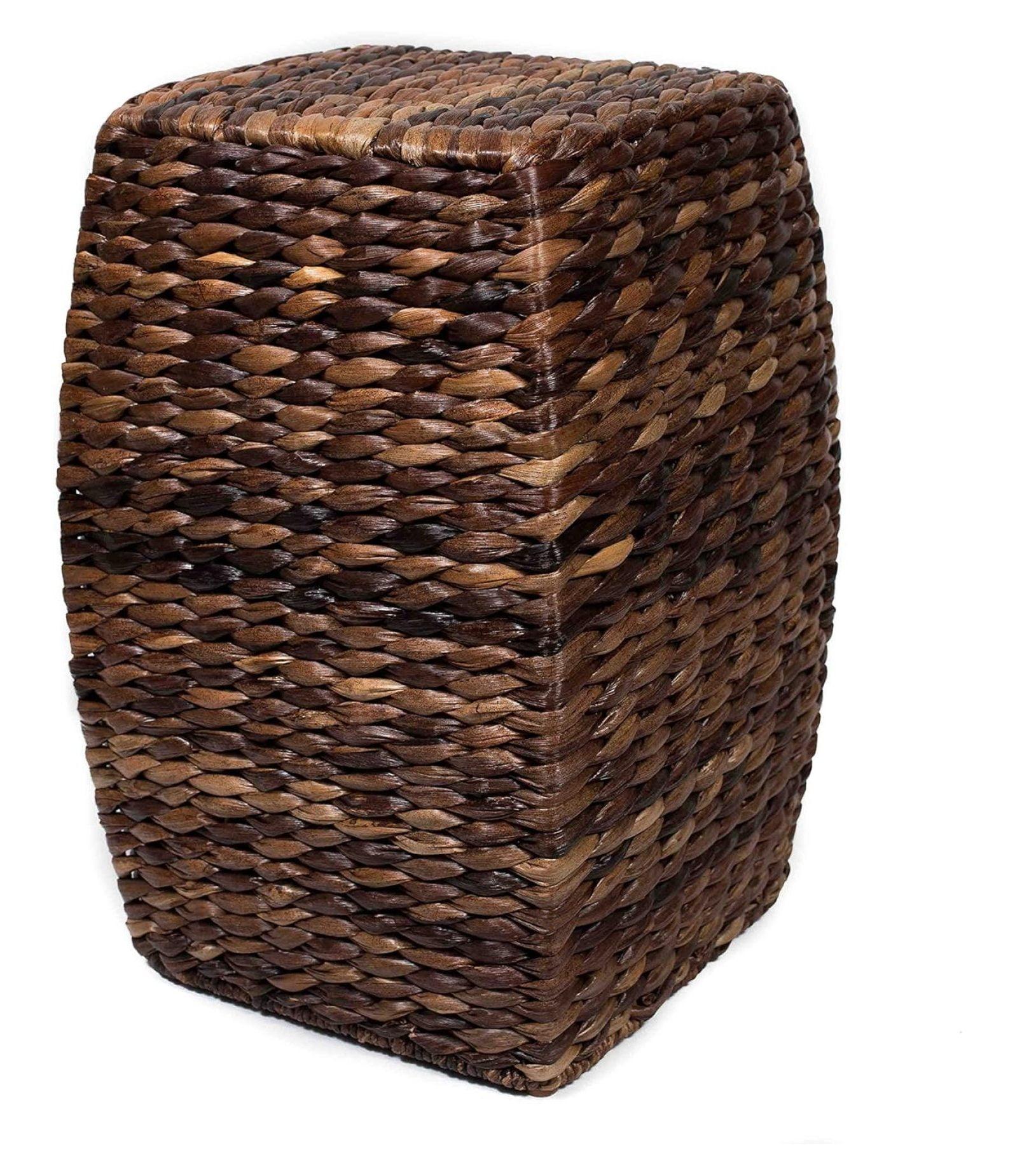 Hand-Woven Seagrass Rectangular Accent Stool