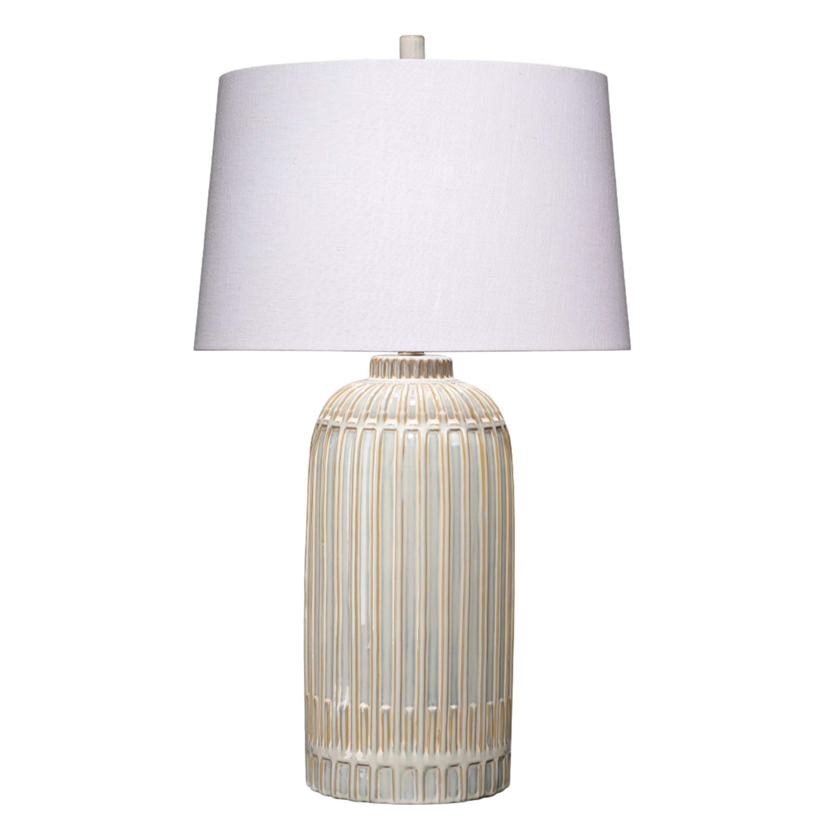 White Ceramic Table Lamp with Linen Shade