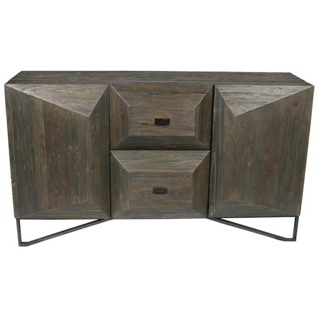 Aliso Holt Solid Wood 2 Door 2 Drawer Sideboard on Cast Iron Base in Brown