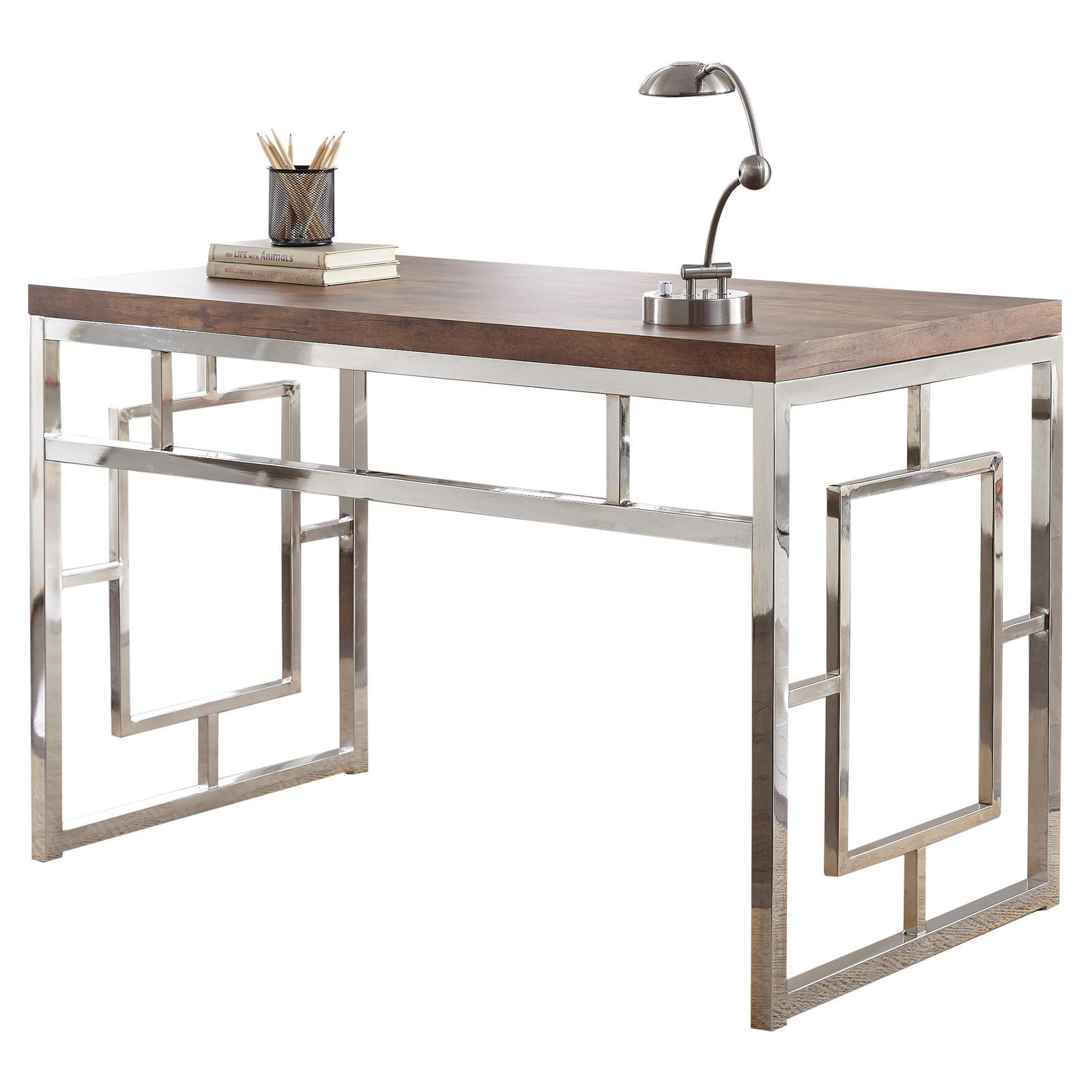 Alize Chrome Writing Desk Natural - Steve Silver Co.