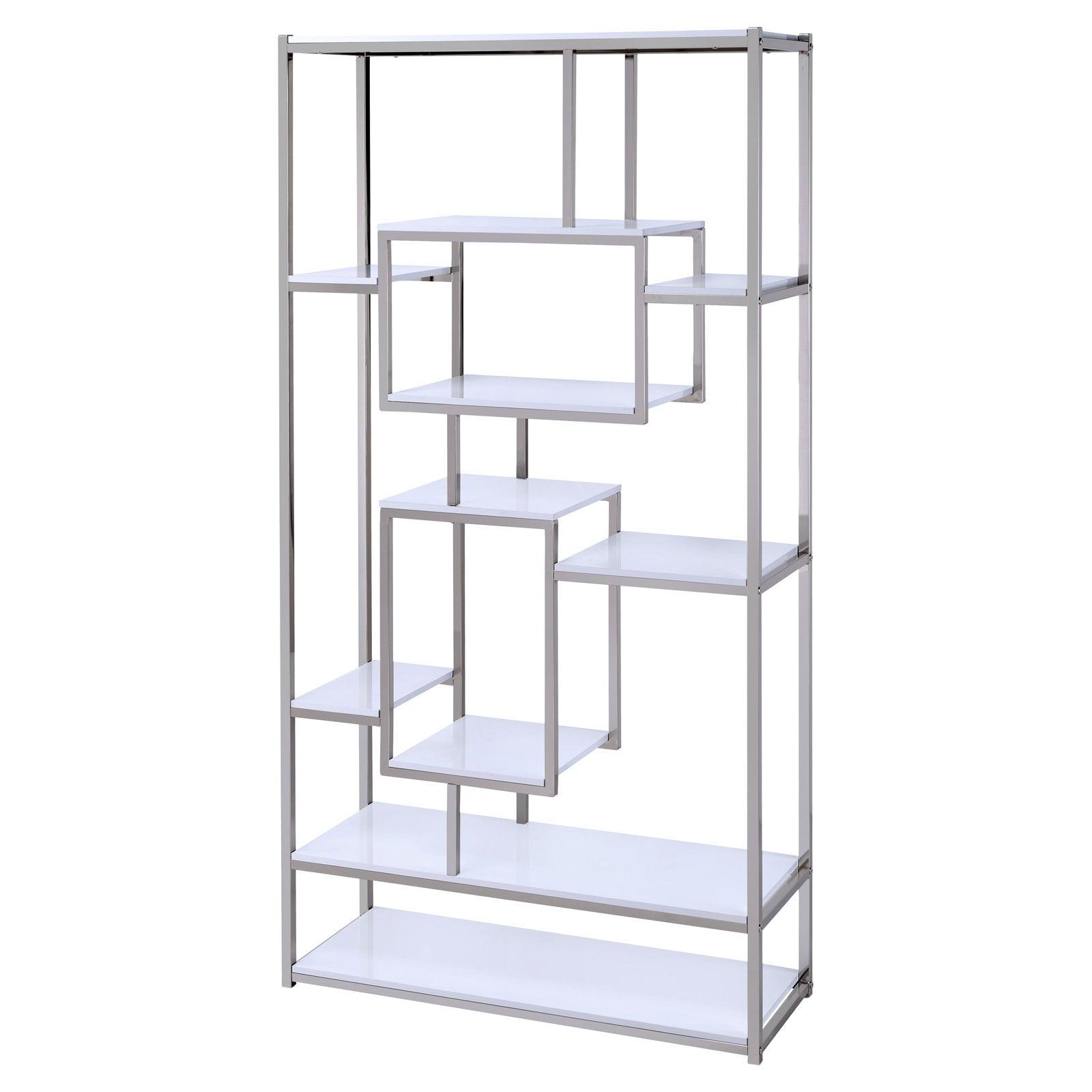 Alize Gray and Chrome Modern Geometric Bookcase