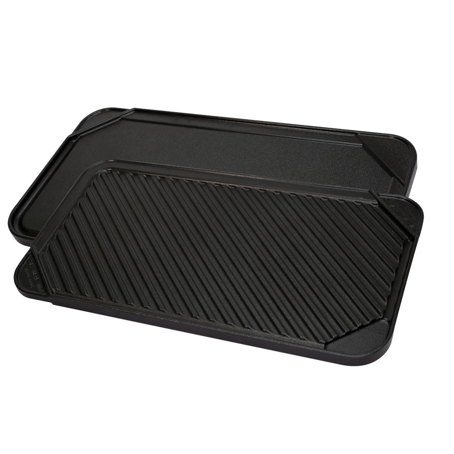 Black Aluminum Reversible Double Burner Grill Griddle Pan