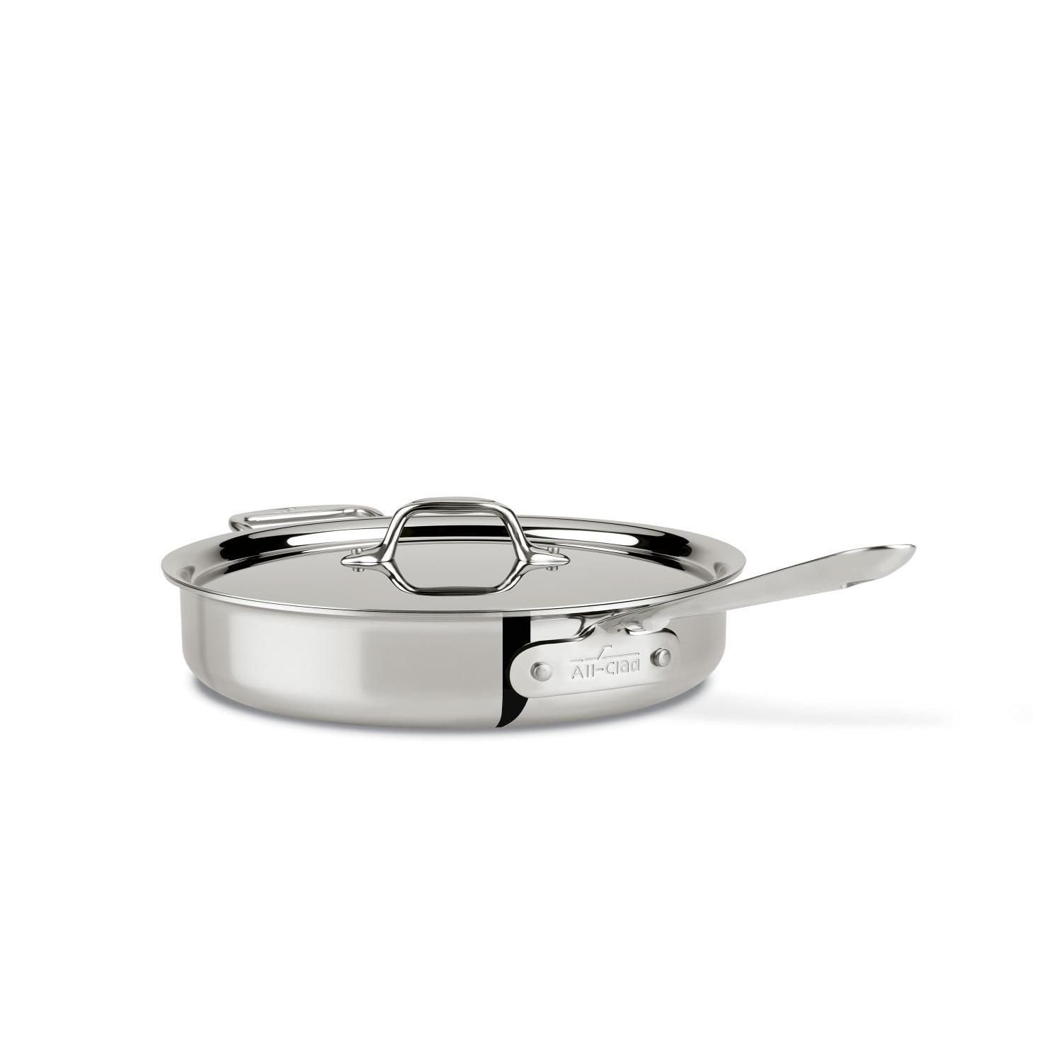 20.79" Stainless Steel and Aluminum Saute Pan with Lid