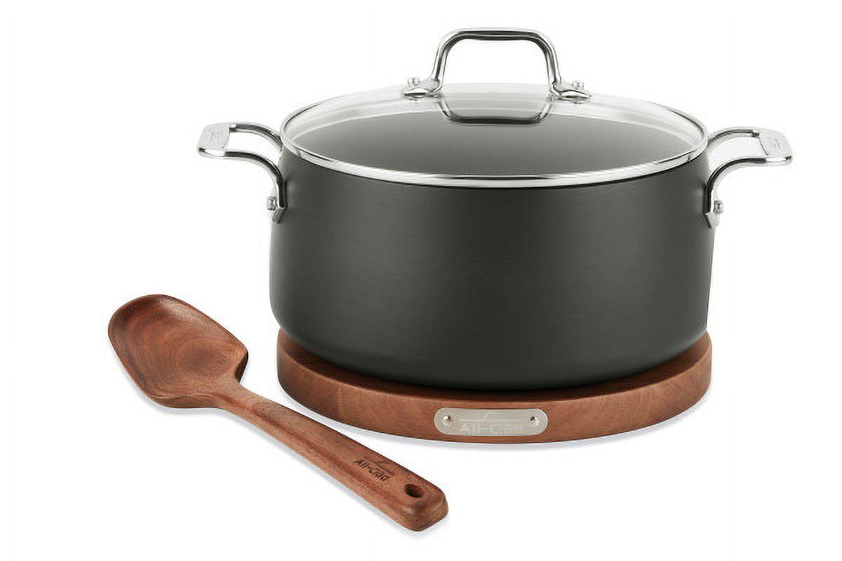 Black Aluminum Non-stick Dutch Oven with Glass Lid, 6 qt