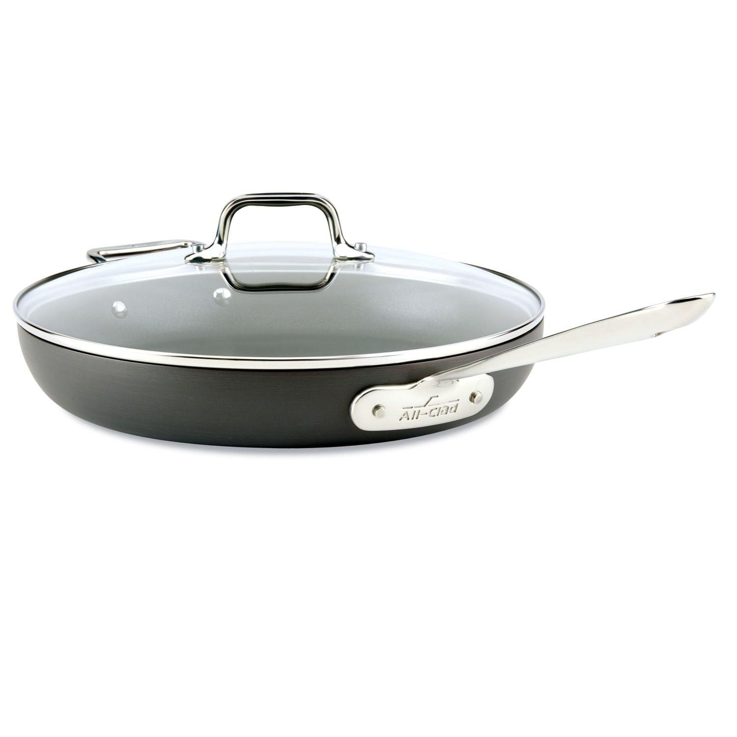 12-Inch Black Aluminum Nonstick Fry Pan with Lid