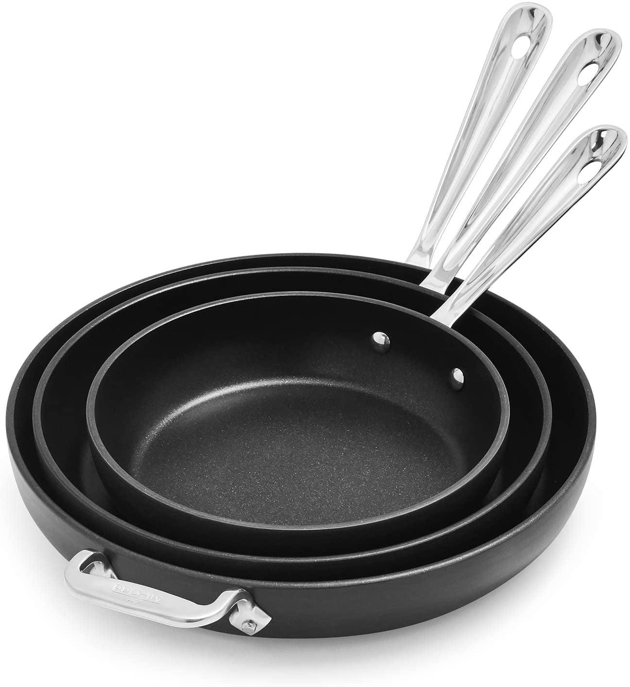 All-Clad Black Nonstick 12-Inch Skillets Set of 3, 834, 1034, 1234