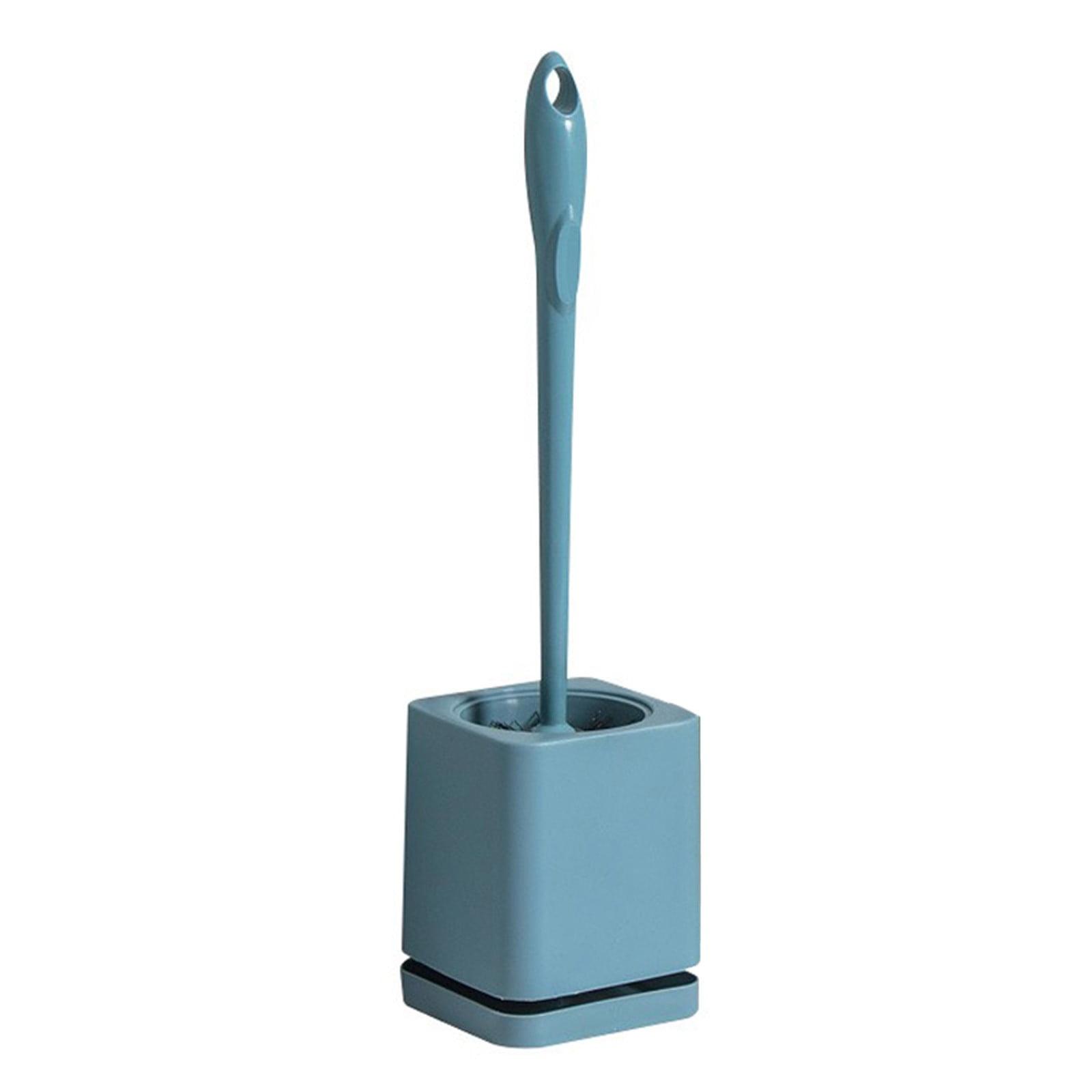 Blue Plastic Compact Toilet Brush with Holder