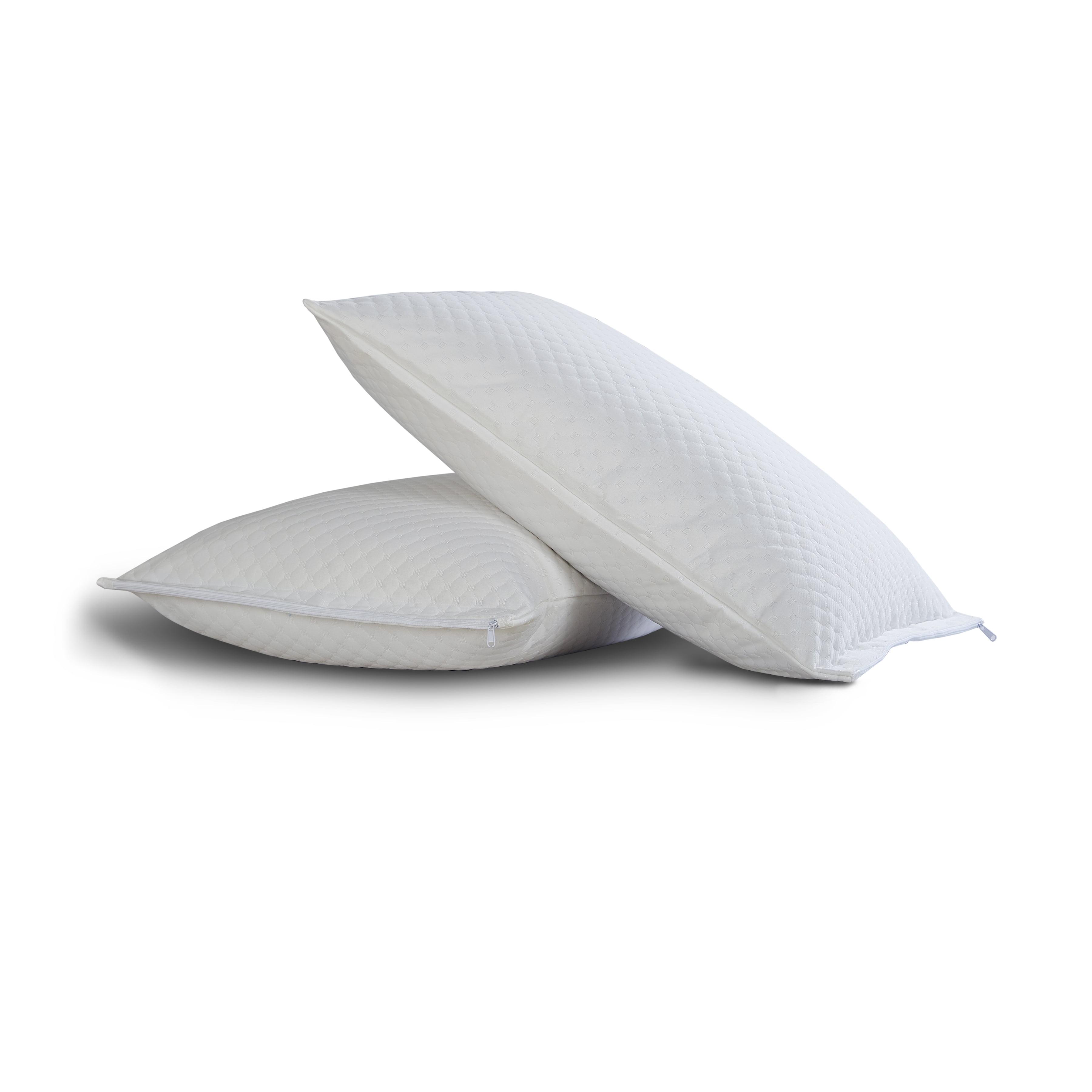 White Hypoallergenic Polyester Pillow Protectors with Zipper Closure, Standard/Queen, 2-Pack