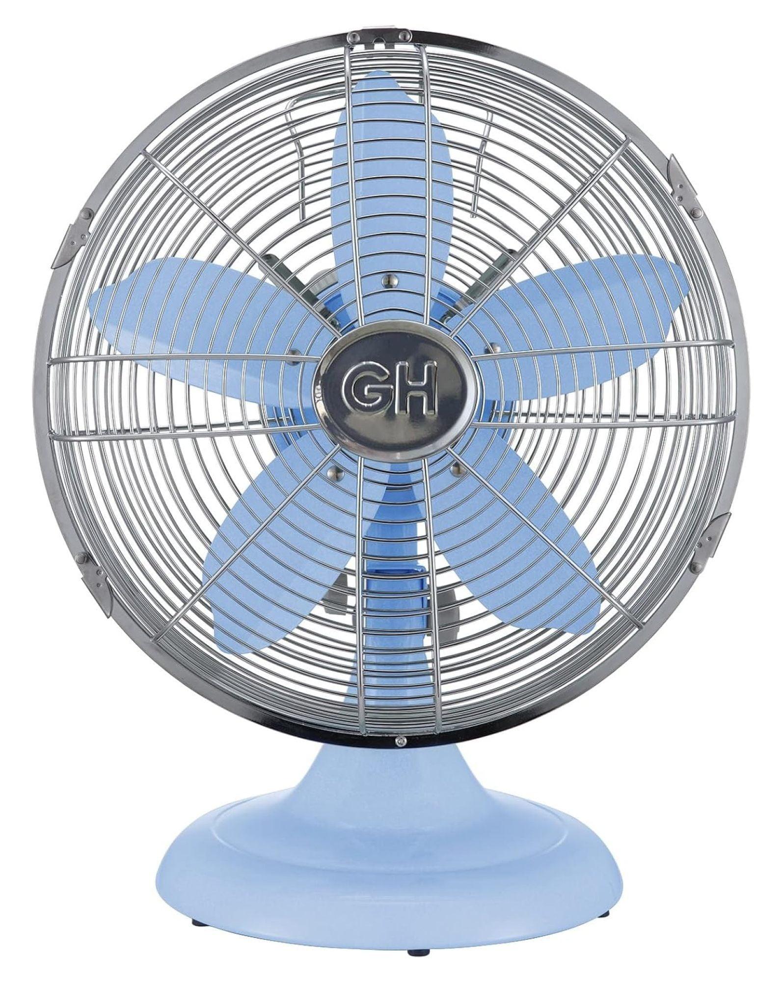 Good Housekeeping Good Housekeeping's All-Metal 12" Retro Desk Office Table Fan with Wide Oscillation, 3-Speed Settings & Carrying Handle (Multiple Finishes Available)