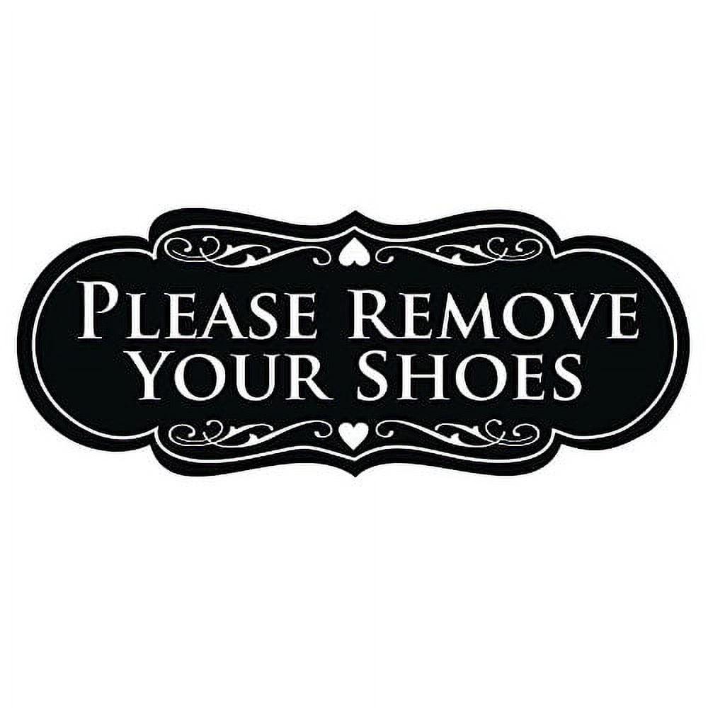 Black Metal Small Designer Please Remove Your Shoes Sign