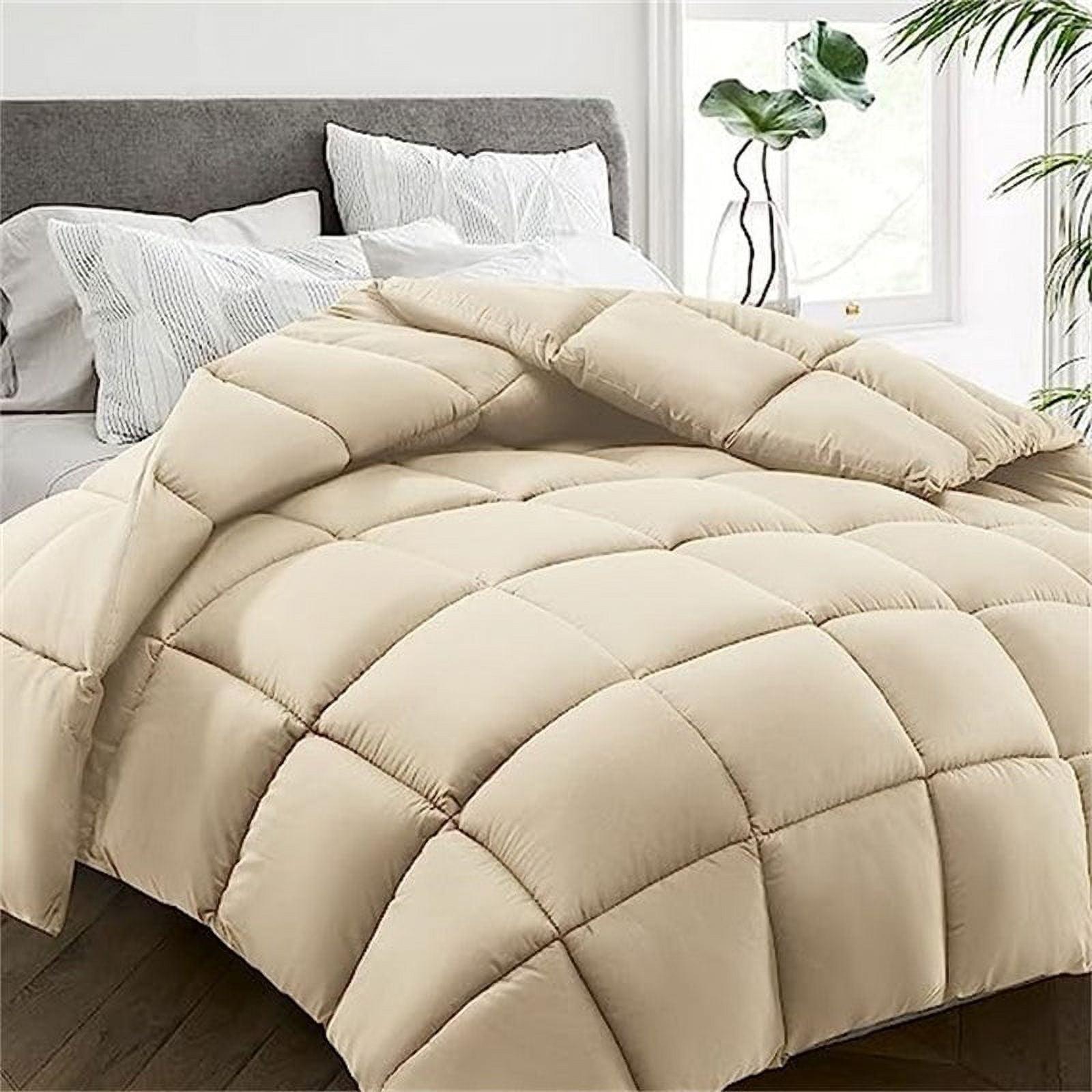 King Size Beige Down Alternative Reversible Comforter