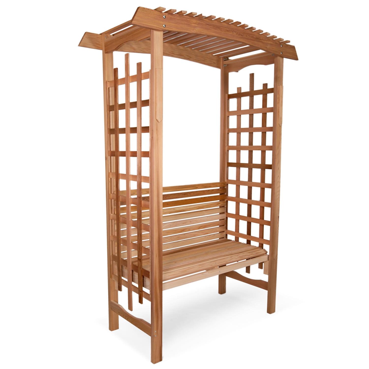 Western Red Cedar Garden Arbor with Bench and Arched Canopy