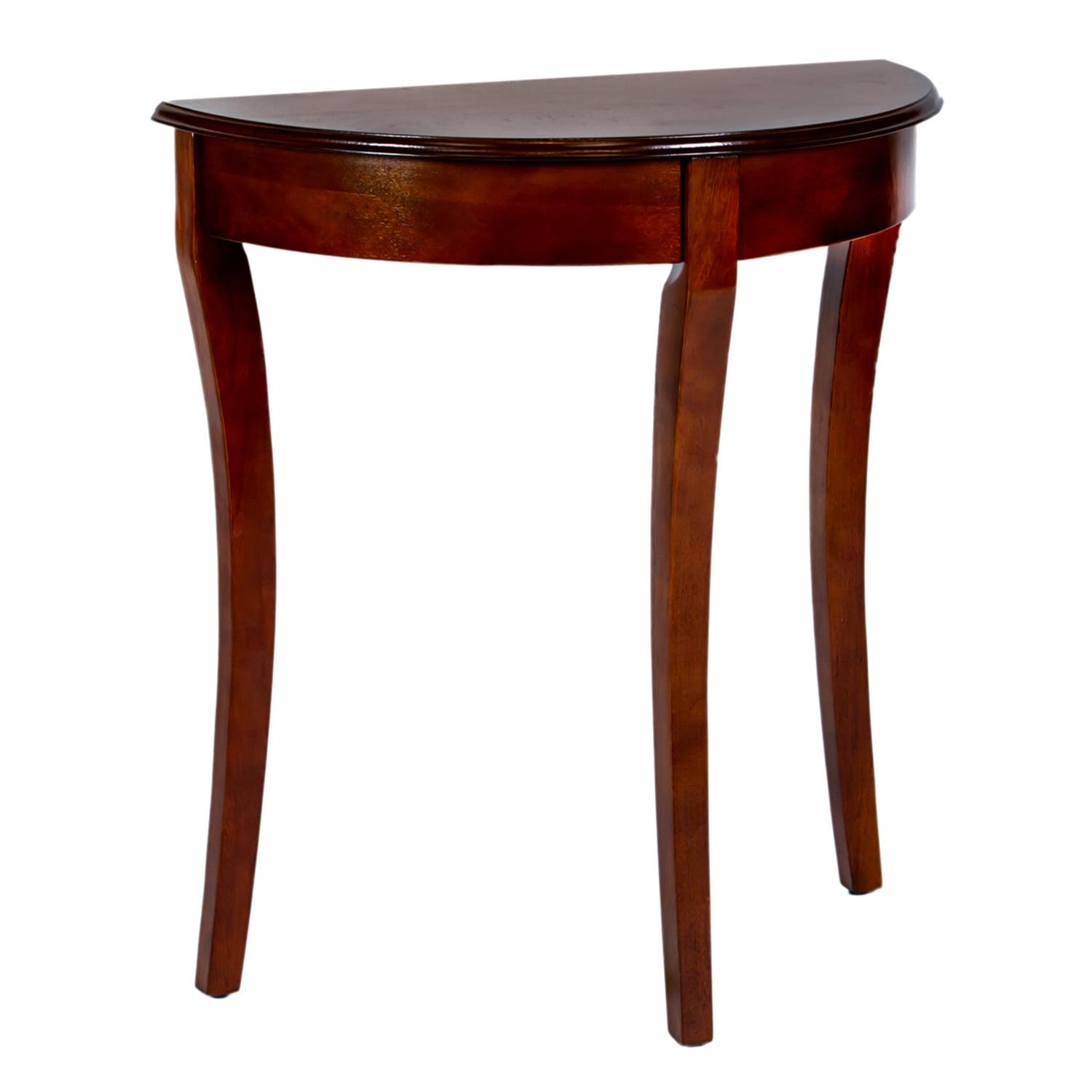 Mahogany Round Wood Accent Table with Storage Shelf