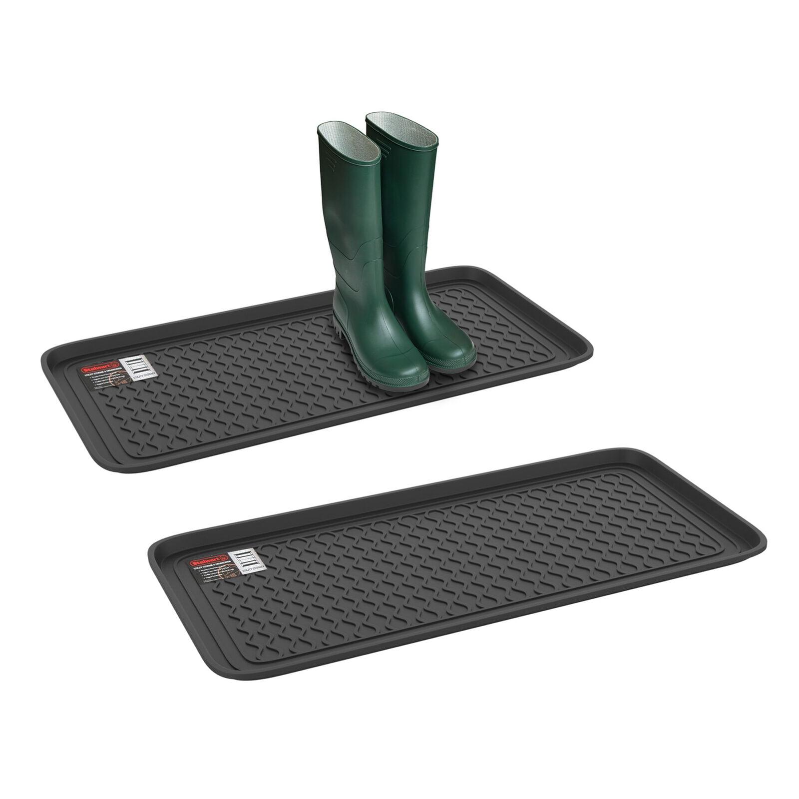 Stalwart 2-Pack Water-Resistant Plastic All Weather Boot Tray Set, Black