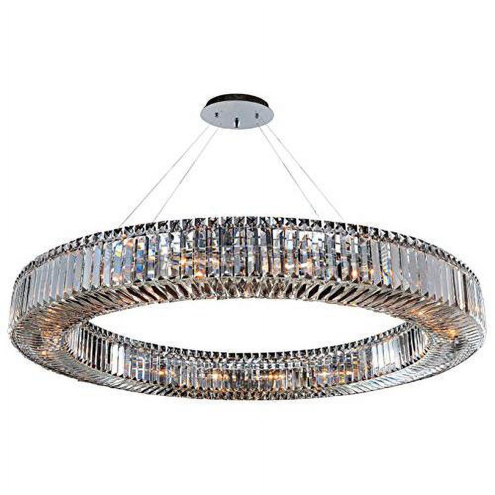 Elegant Rondelle Chrome Crystal Pendant Chandelier, 48" Wide