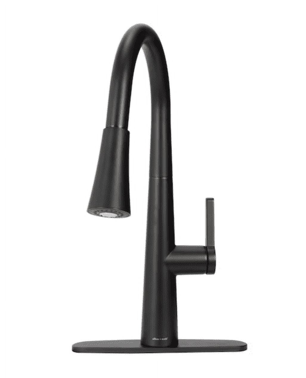 Matte Black Pull-Down Handle Kitchen Faucet with Deck Plate