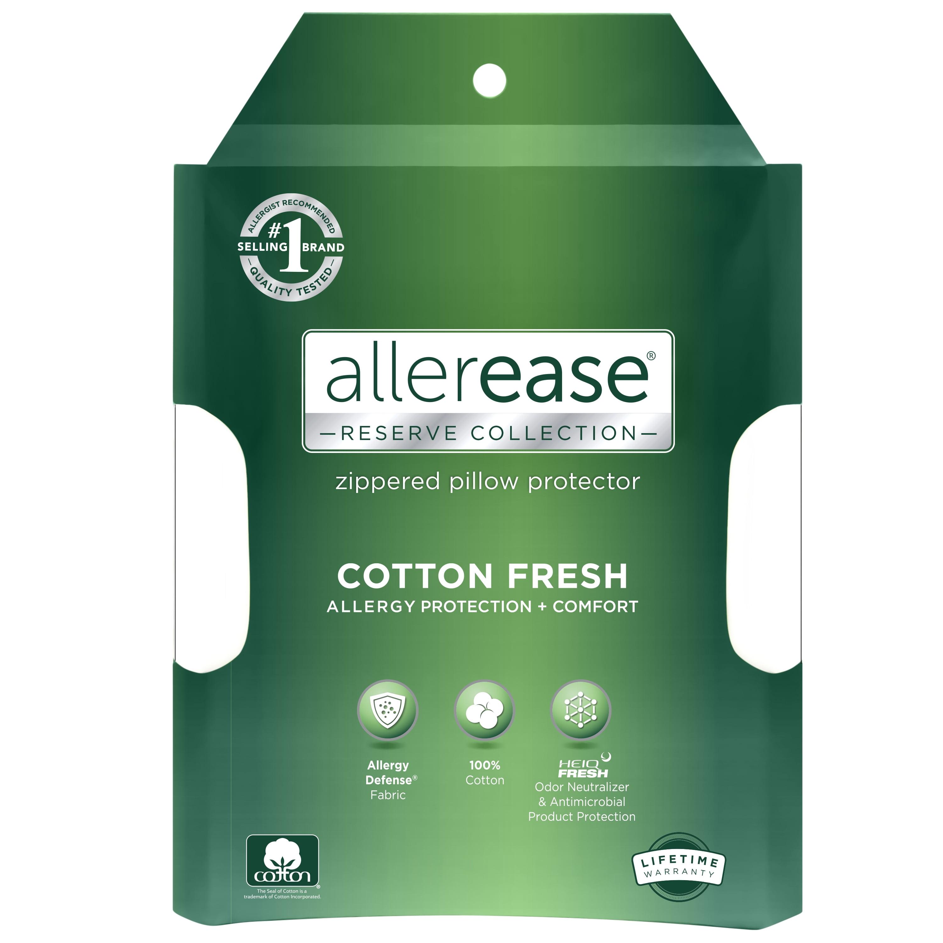 Jumbo Reserve Cotton Fresh Pillow Protector - AllerEase: Hypoallergenic, Zippered, Machine Washable