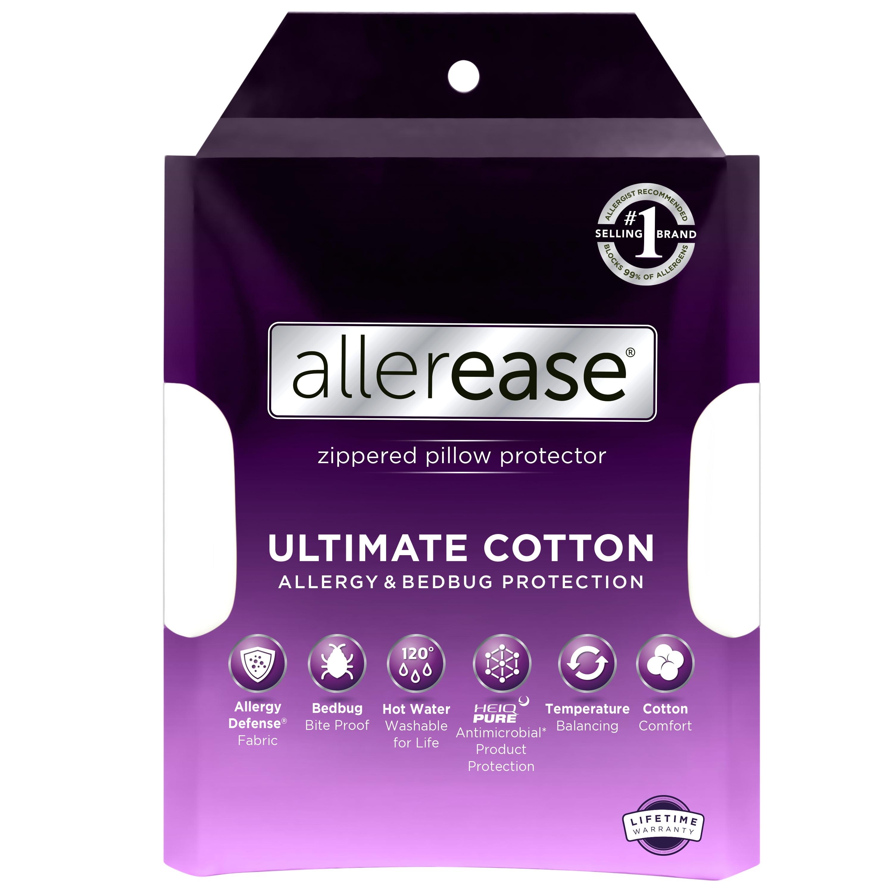 AllerEase Ultimate Comfort Breathable Pillow Protector-White (King): 100% Cotton, Zippered, OEKO-TEX Certified