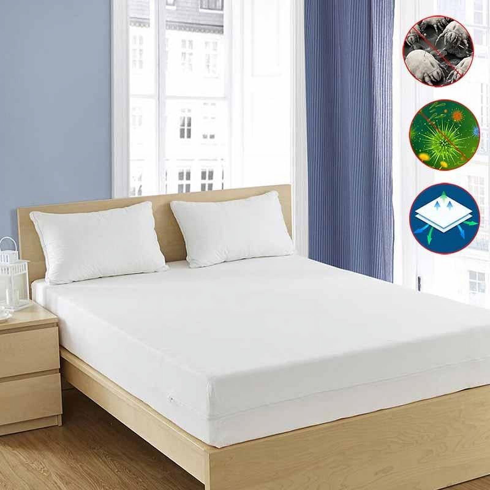 Twin White Cotton Zippered Mattress Protector