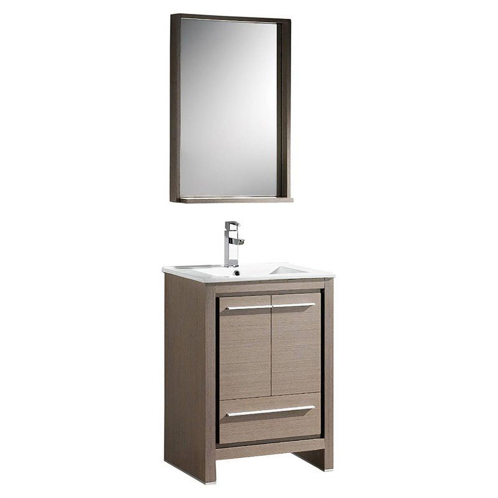 Gray Oak 24" Modern Bathroom Vanity Set with Mirror