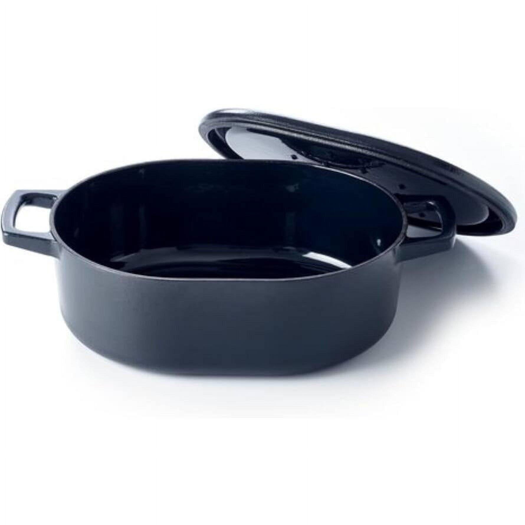 Alva Nori Black Enameled Cast Iron Dutch Oven with Lid & Handles Non Toxic Oven Safe 5.8 Qt PFAS, PFOA & PFTE Free, Cooking Pot, Cast Iron Cookware, Oven Safe, Durable Enamel Coating, Oval Dutch Oven