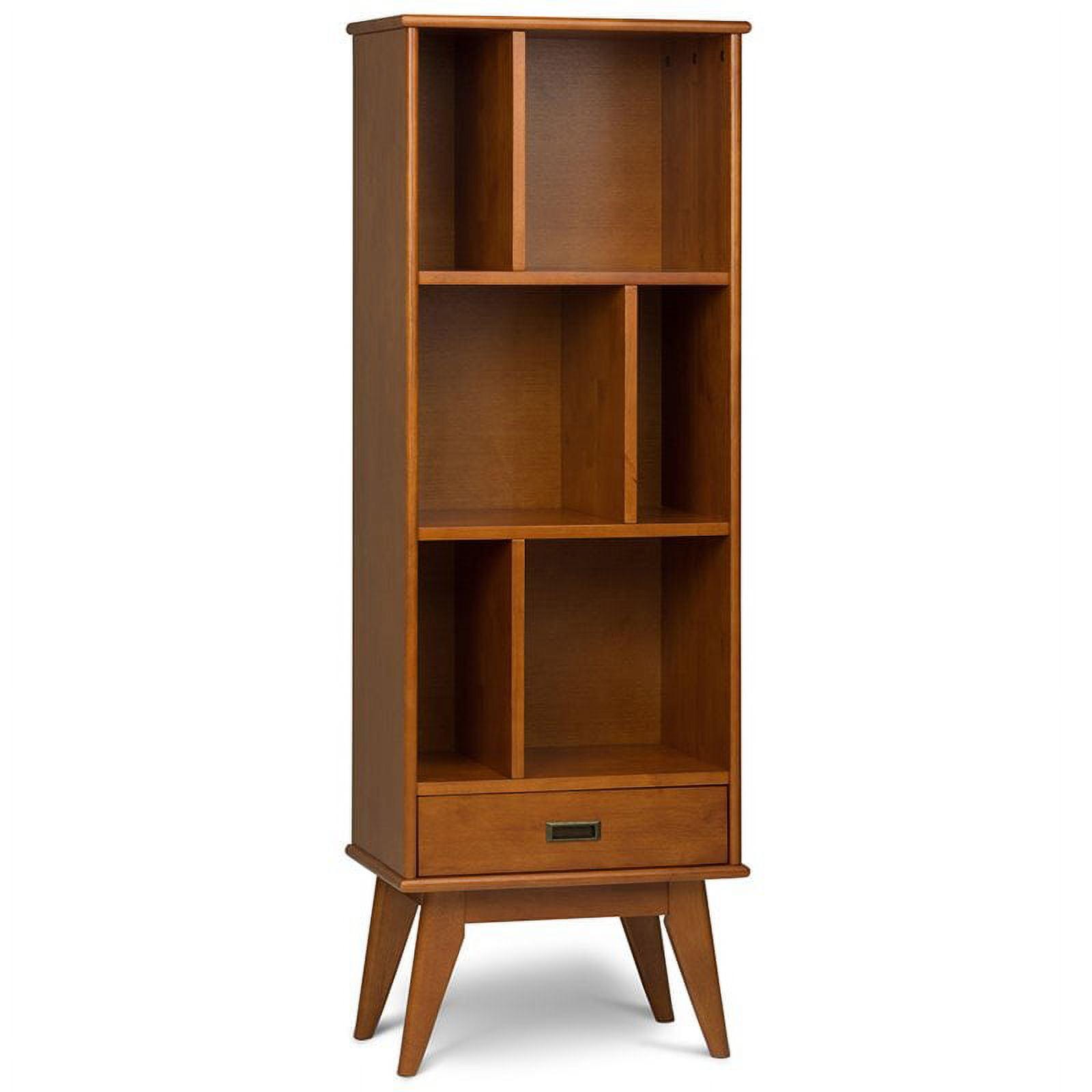 Draper Mid Century Solid Teak Brown Bookcase with Storage