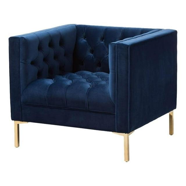 Seraphin Velvet Upholstered Chair Blue/Gold - Baxton Studio