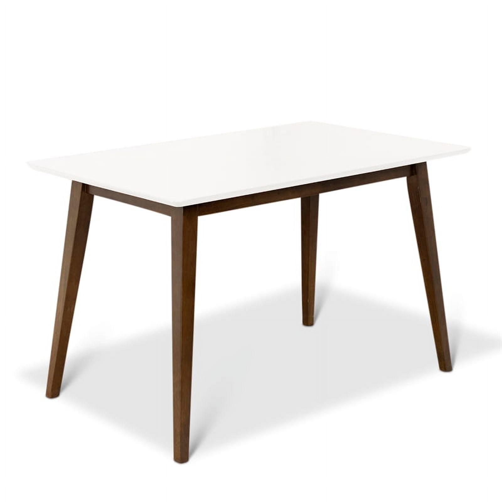 Mid-Century Modern 47" Solid Wood Dining Table, Walnut & White