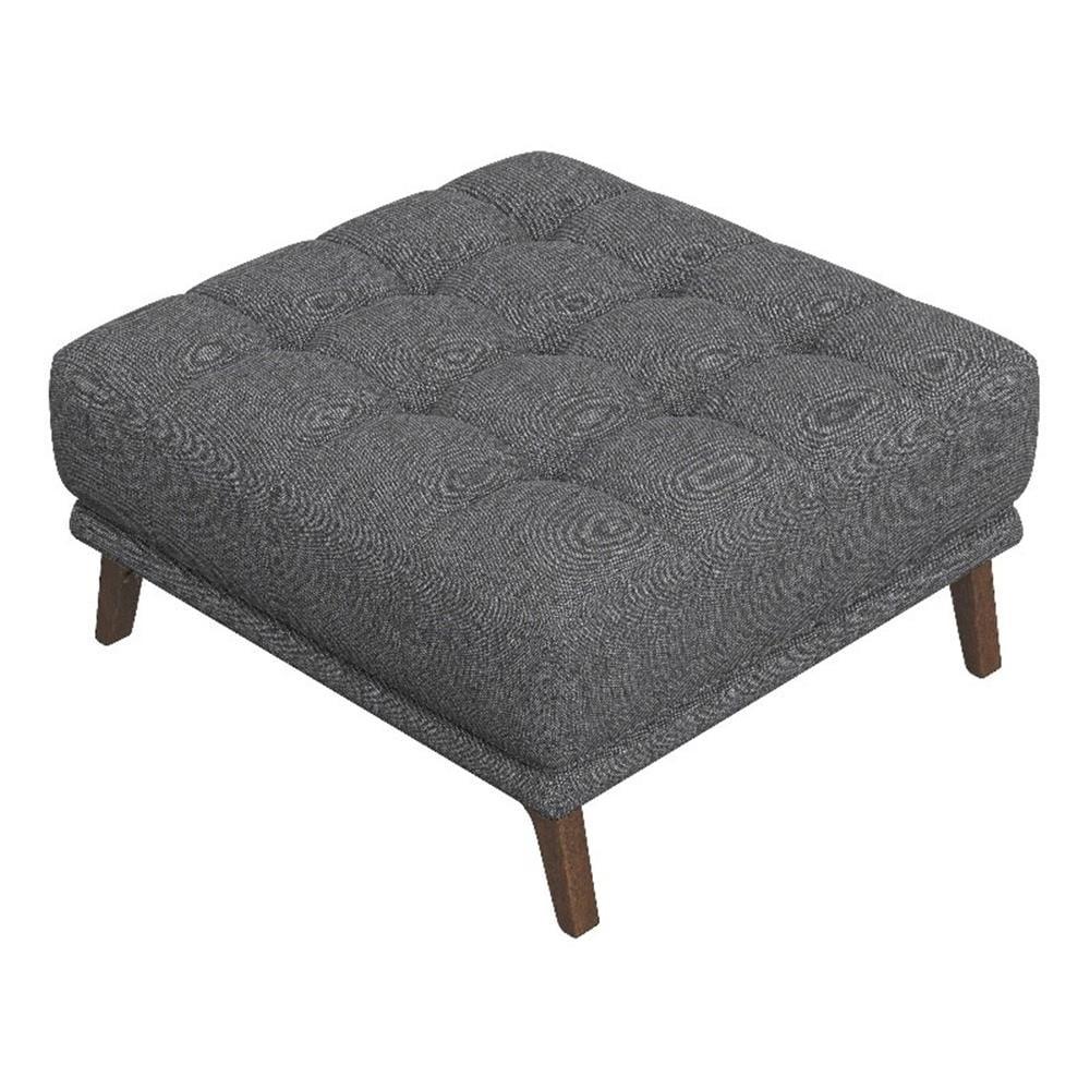 Allora Mid Century Modern Fabric Ottoman in Dark Gray