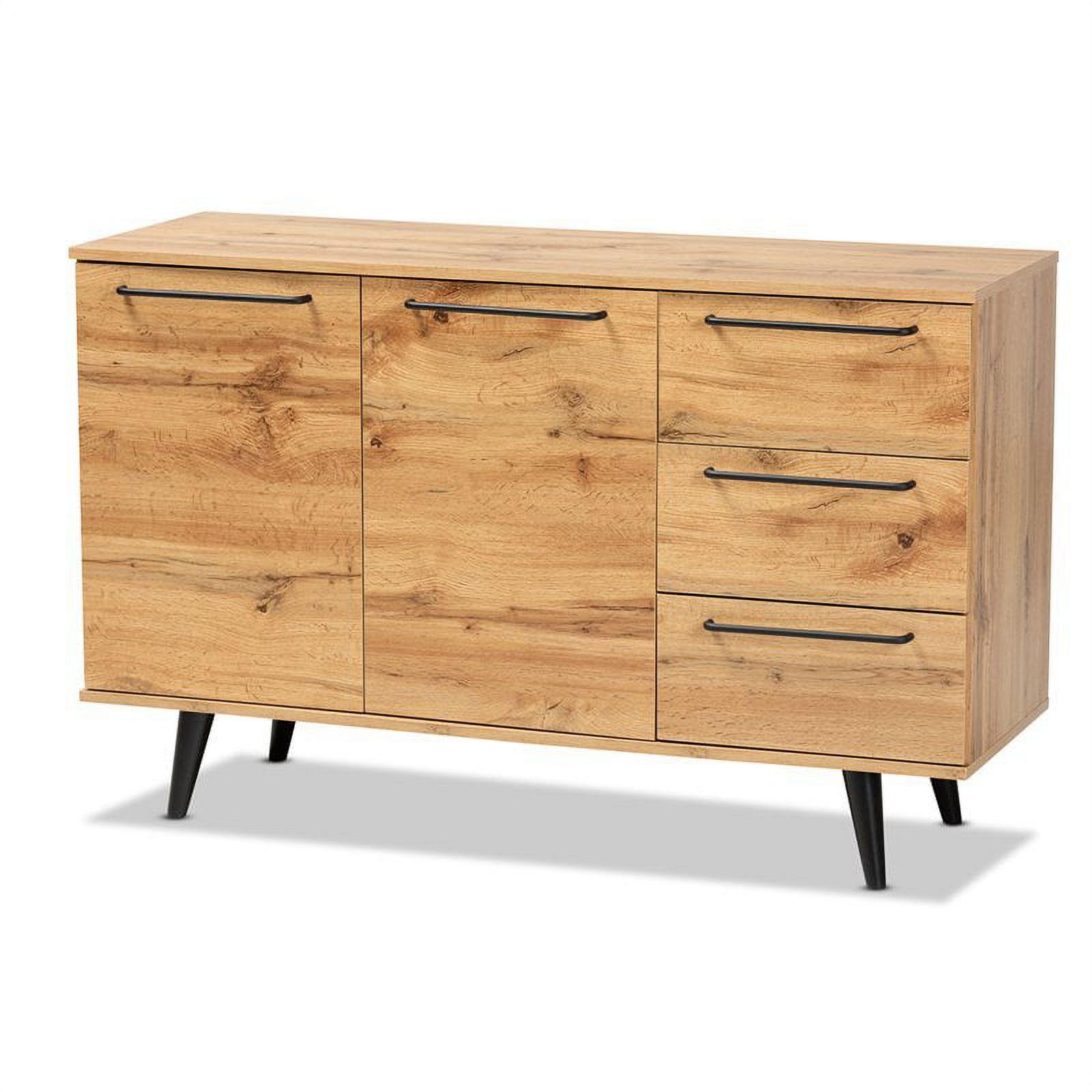 Radley Oak Brown and Black Metal 3-Drawer Sideboard Buffet