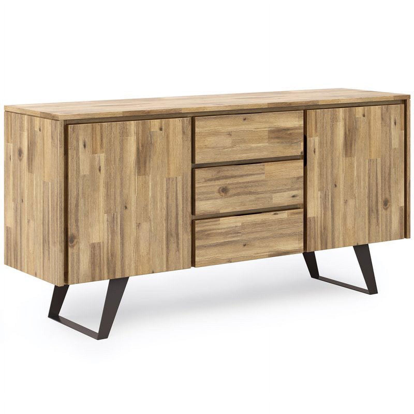 Simpli Home Lowry 60"W Solid Wood Modern Industrial 2-Door Sideboard Buffet with 3 Center Drawers