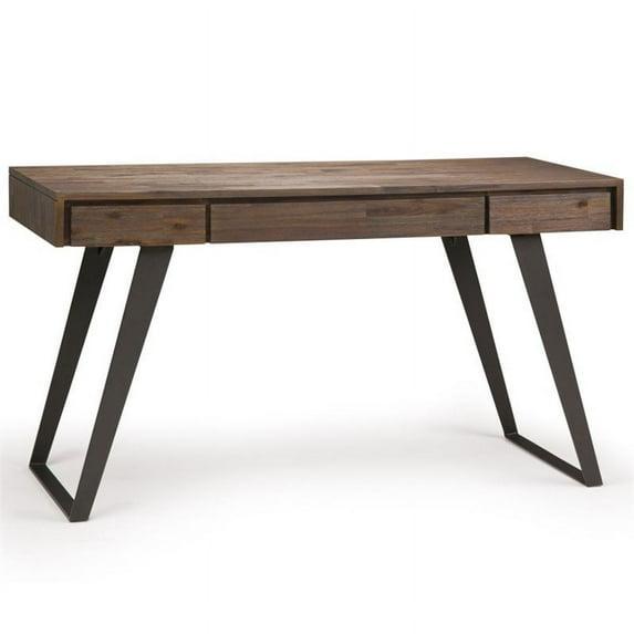 Simpli Home Lowry Solid Acacia Wood Desk, Industrial Style with Keyboard Tray and 2 Drawers