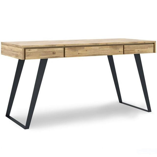 Simpli Home Lowry Solid Acacia Wood Desk, Industrial Style with Keyboard Tray and 2 Drawers