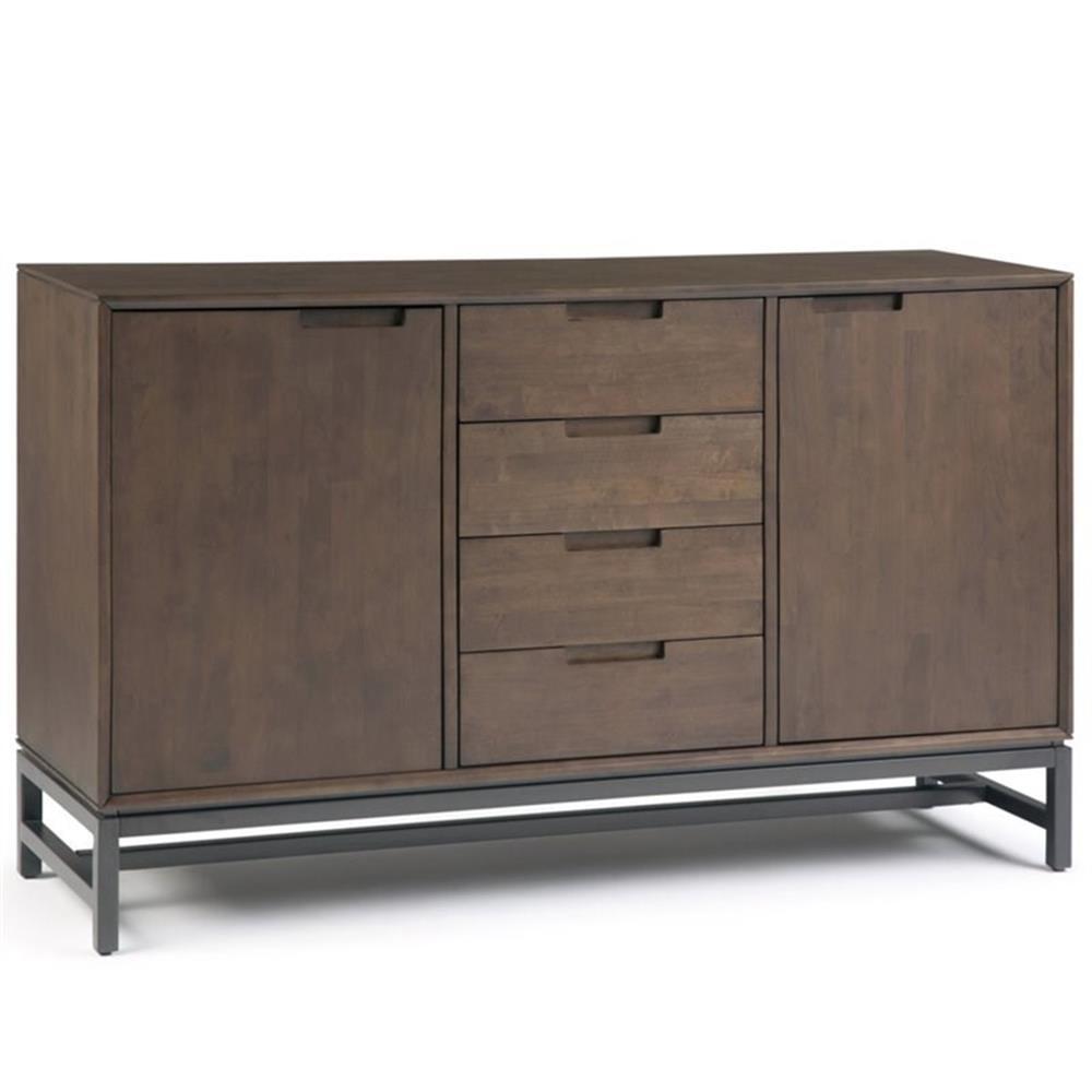 Allora Walnut Brown 60" Industrial Sideboard with Drawers