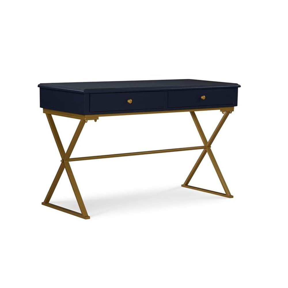 Allora Blue and Gold Two Drawer Metal Desk