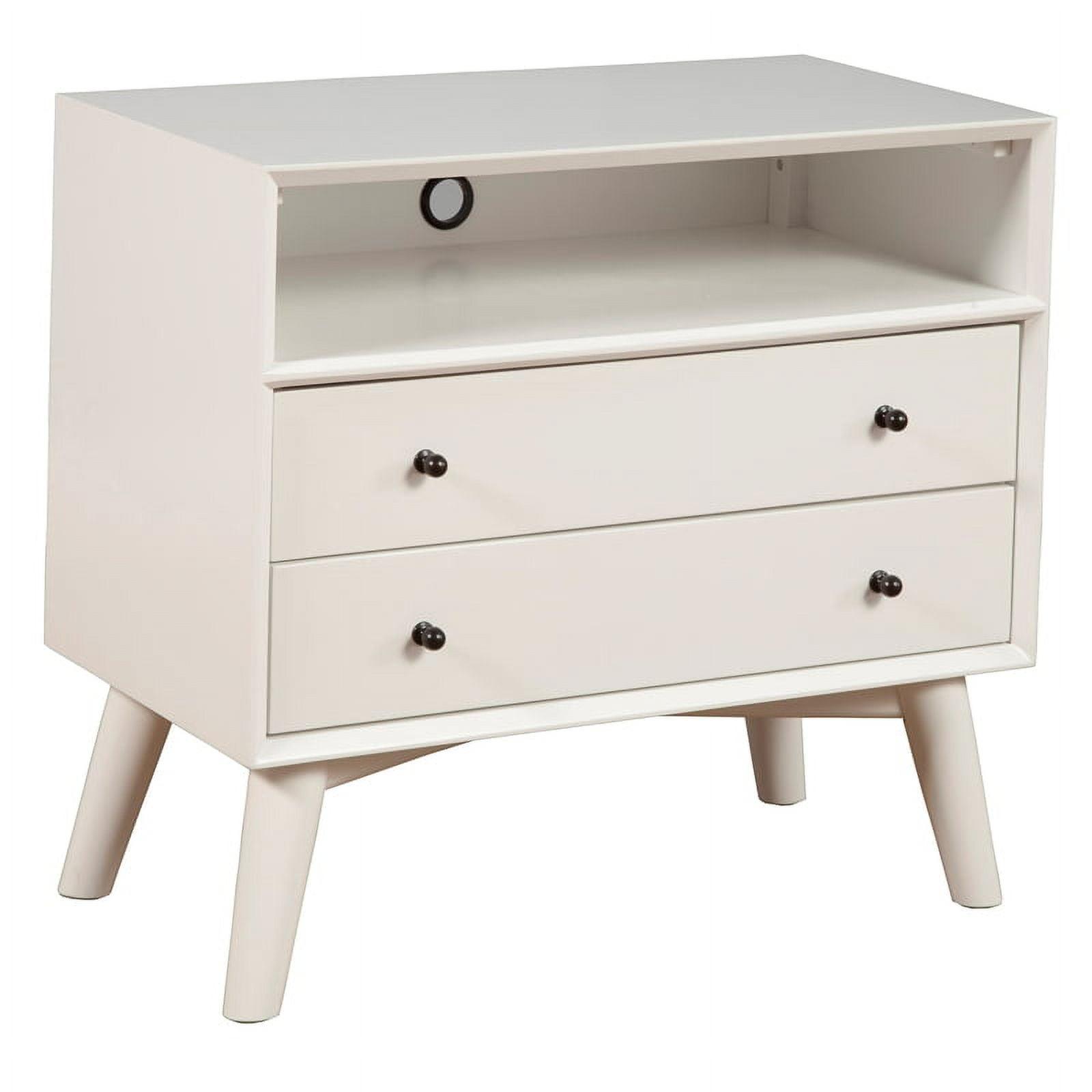 Gray Transitional 28" Mid-Century Modern 2-Drawer Nightstand