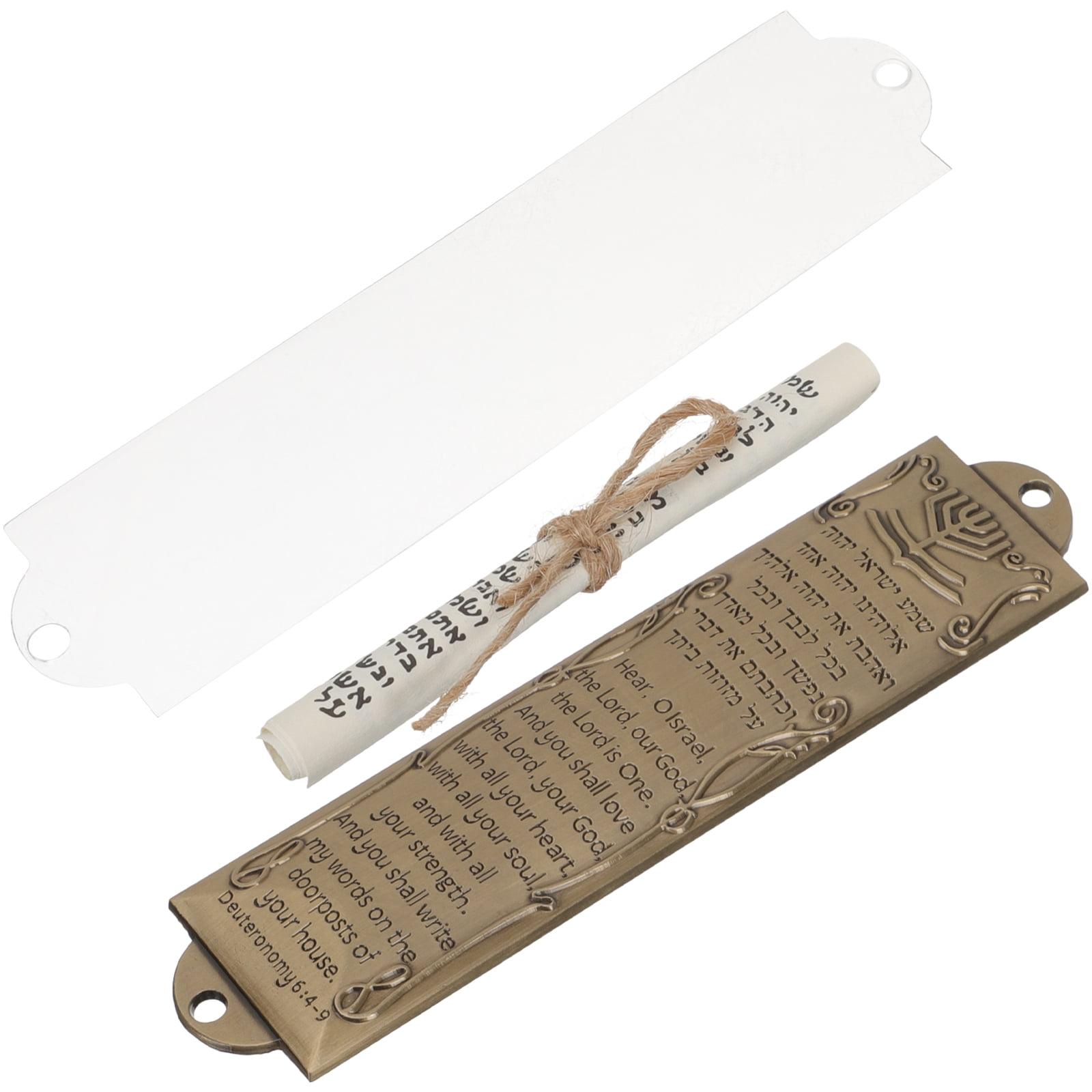 Vintage Metal Mezuzah Case with Hebrew Scroll Blessing