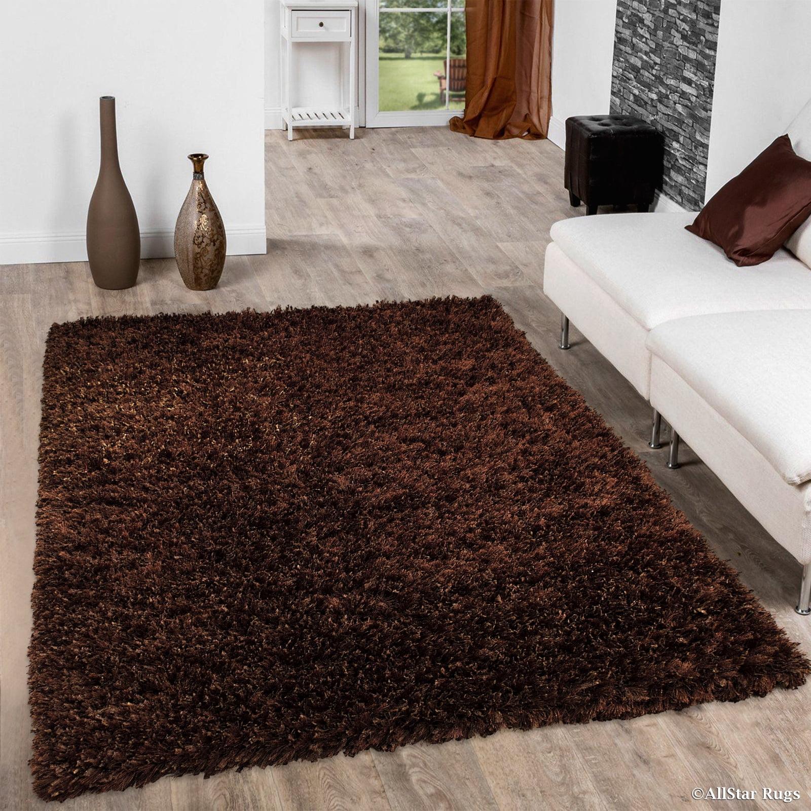 Handmade Brown Viscose Shag Area Rug 5' x 7'