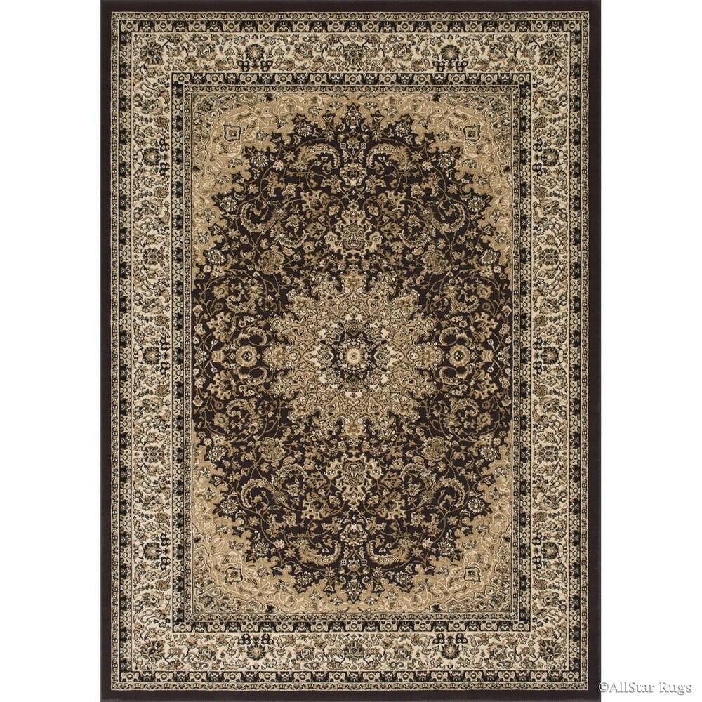 Chocolate Brown Rectangular Synthetic Persian Rug 5' x 8'