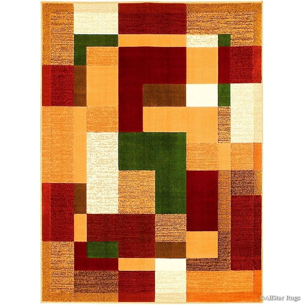 Geometric Multicolor Synthetic Area Rug with Jute Backing