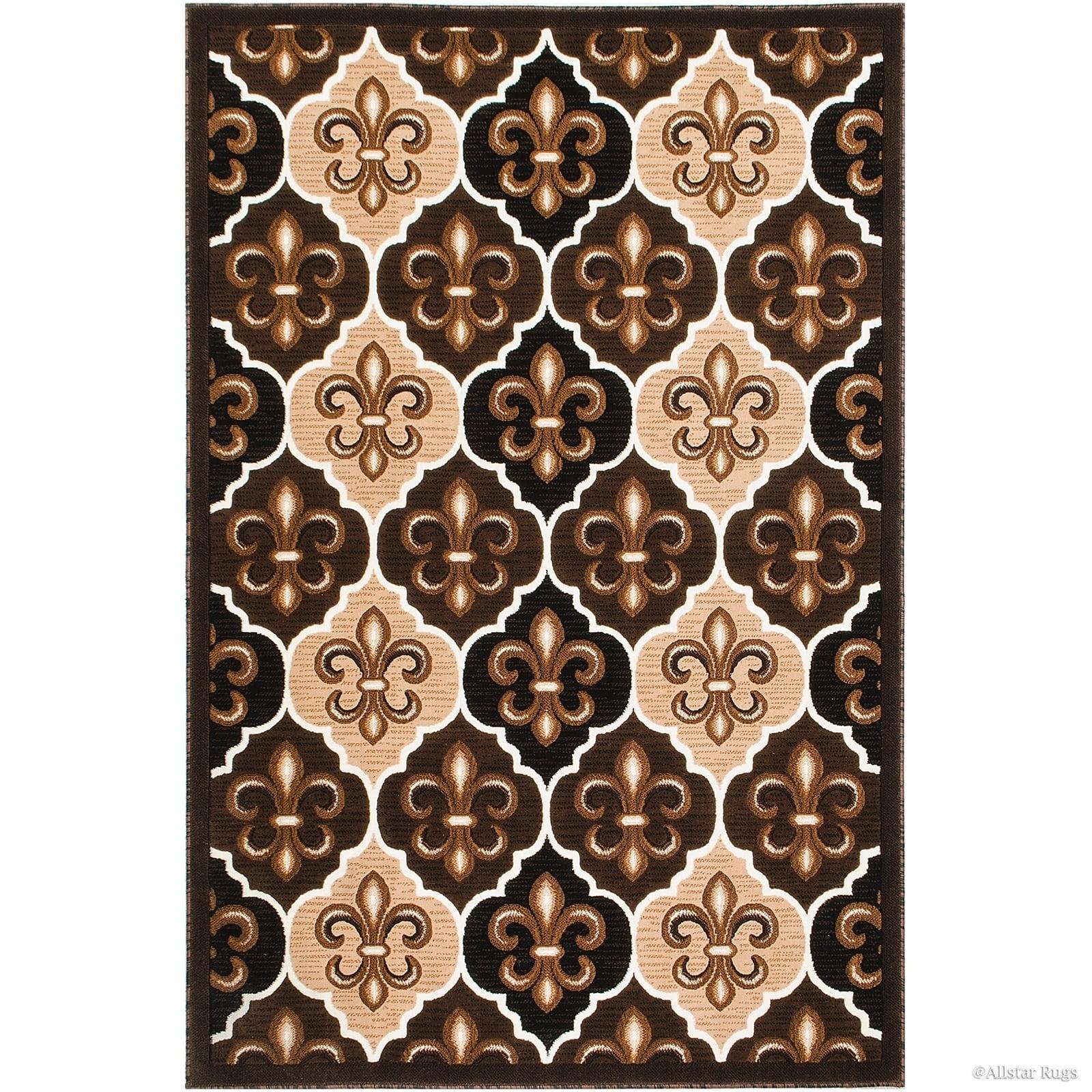 Allstar Rugs Allstar Modern Floral Fleur De Lis Design Rug 4' 11"x6' 11" 5' x 8'