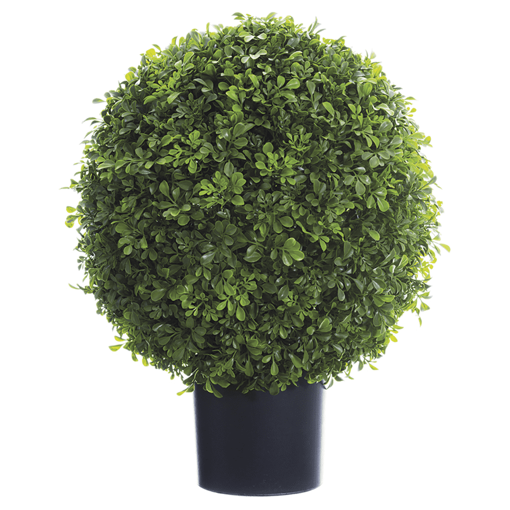 22" Green Artificial Boxwood Topiary Ball in Black Pot