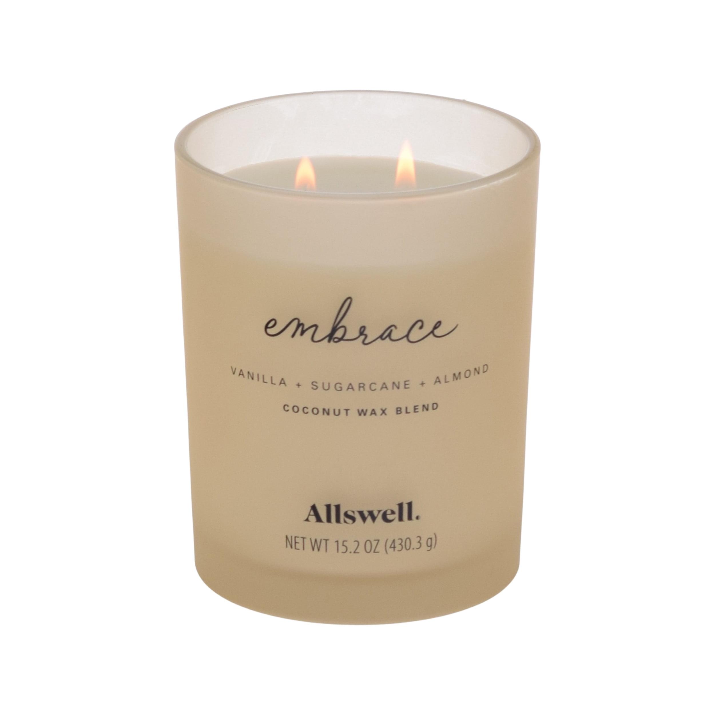 Allswell Embrace (Vanilla + Sugarcane + Almond) Scented 2-Wick 15oz Spa Jar Candle