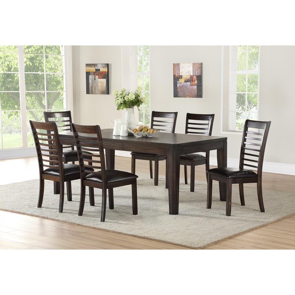 Espresso 7-Piece Dining Set with Ladderback Chairs