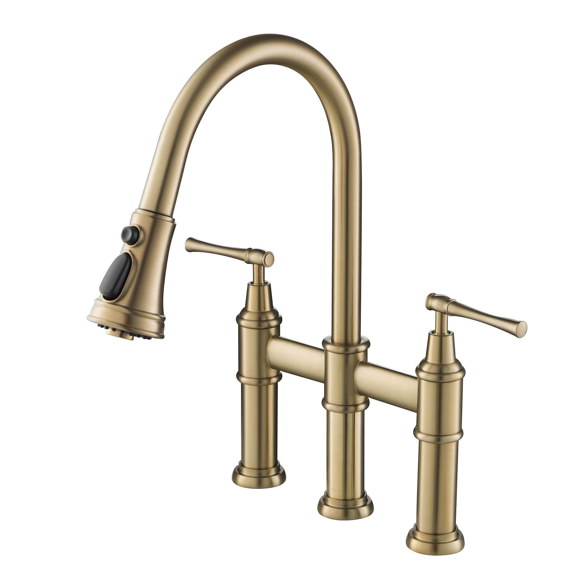 Kraus Allyn Transitional Bridge Kitchen Faucet and Water Filter Faucet Combo