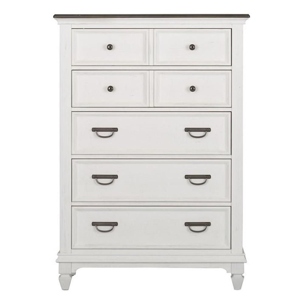 Cottage Charm White 5-Drawer Chest with Felt-Lined Drawer