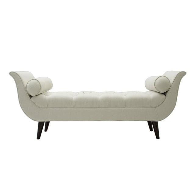 Alma Tufted Flare Arm Entryway Bench, Sky Neutral