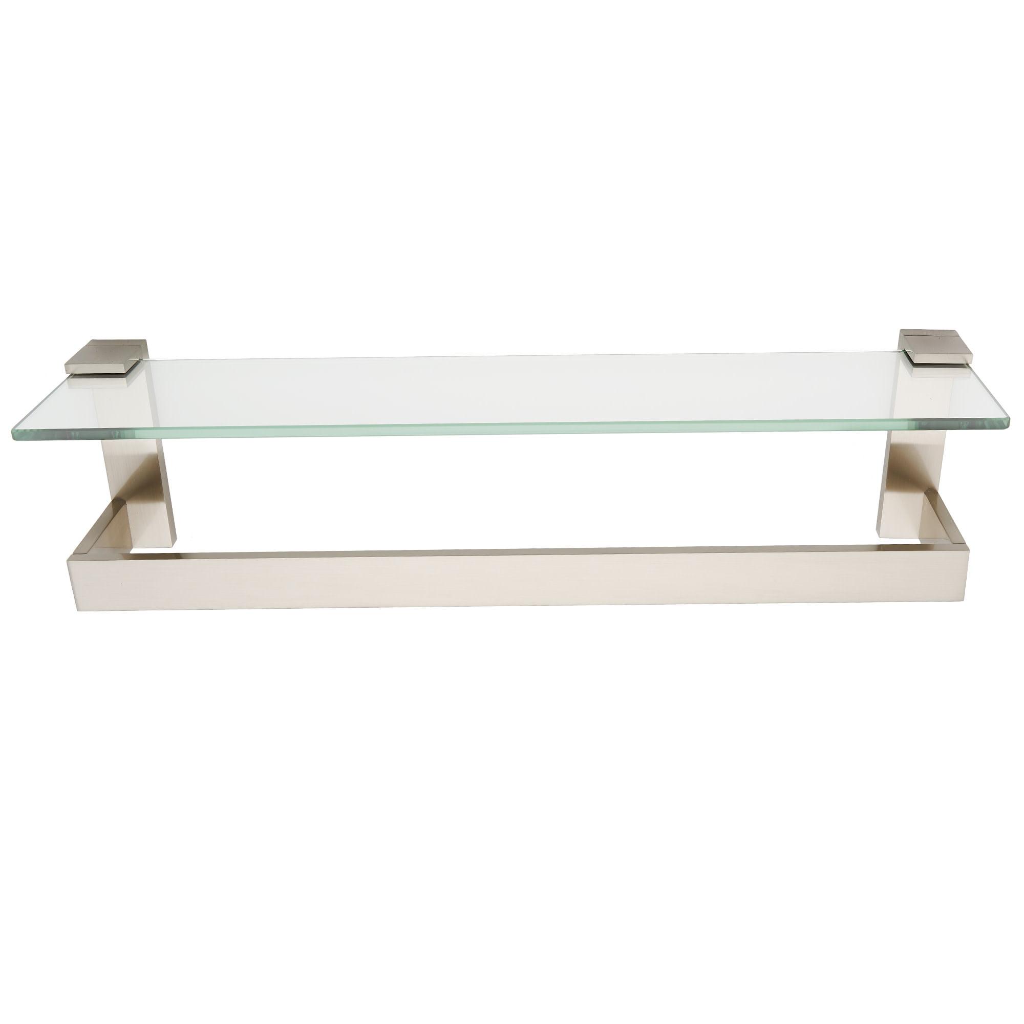Sleek 24'' Satin Nickel Glass Shelf with Towel Bar